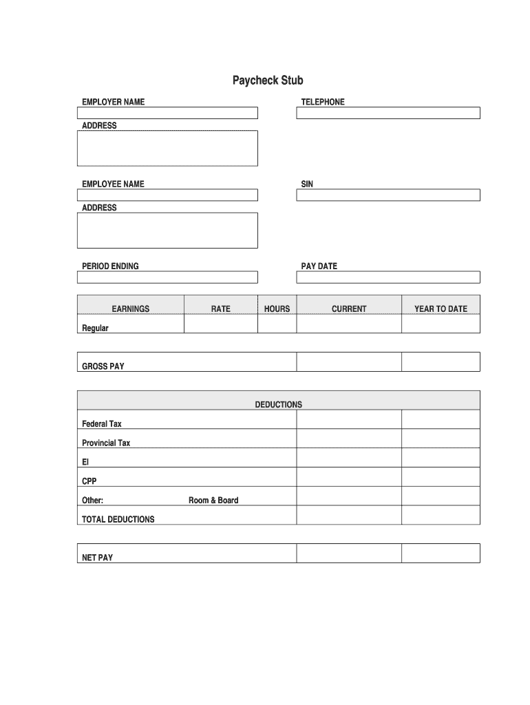 Printable Blank Pay Stub Template
