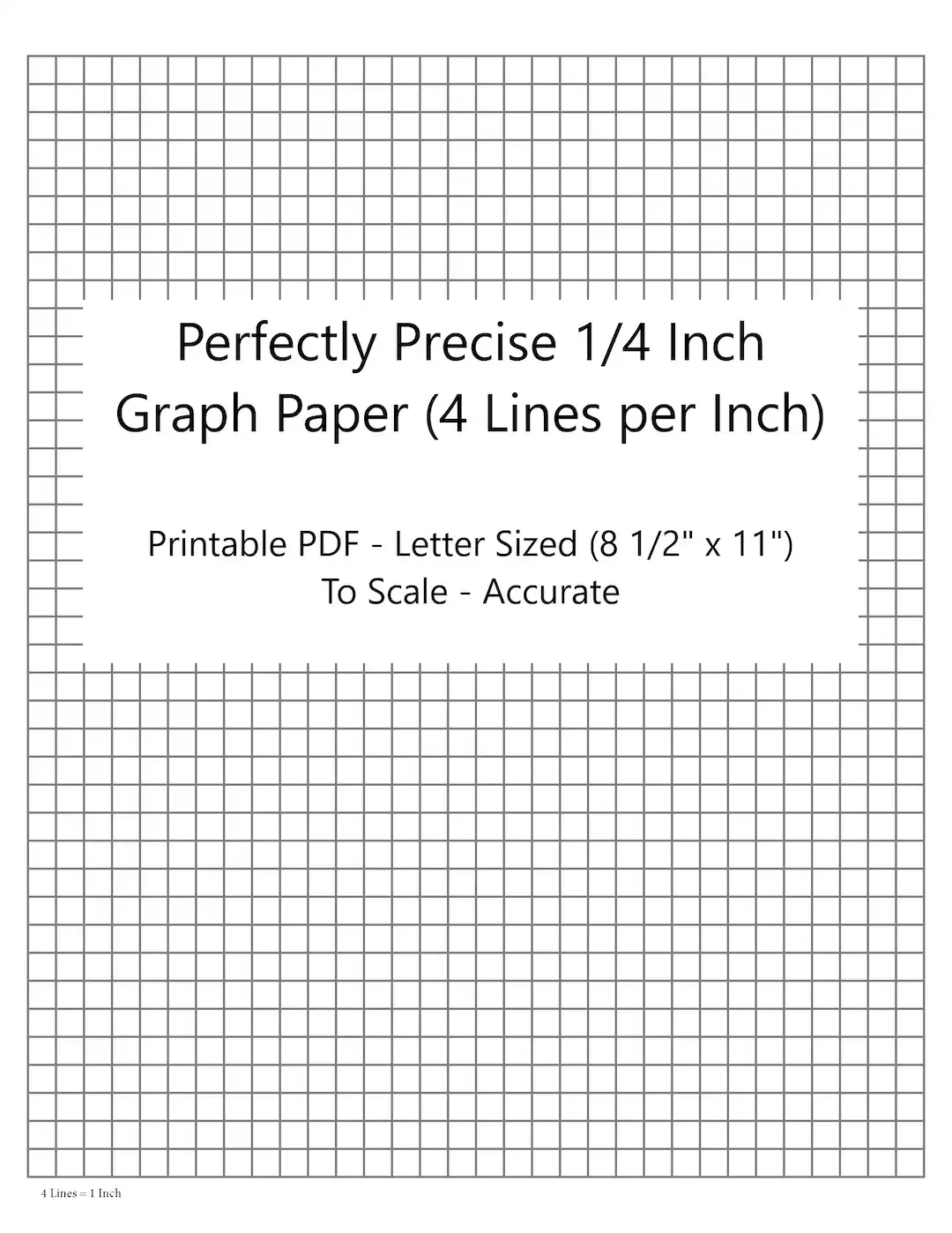 Perfectly Scaled And Precise Printable Graph Paper 4 4 1 4 Inch 4 Lines Per Inch Etsy de