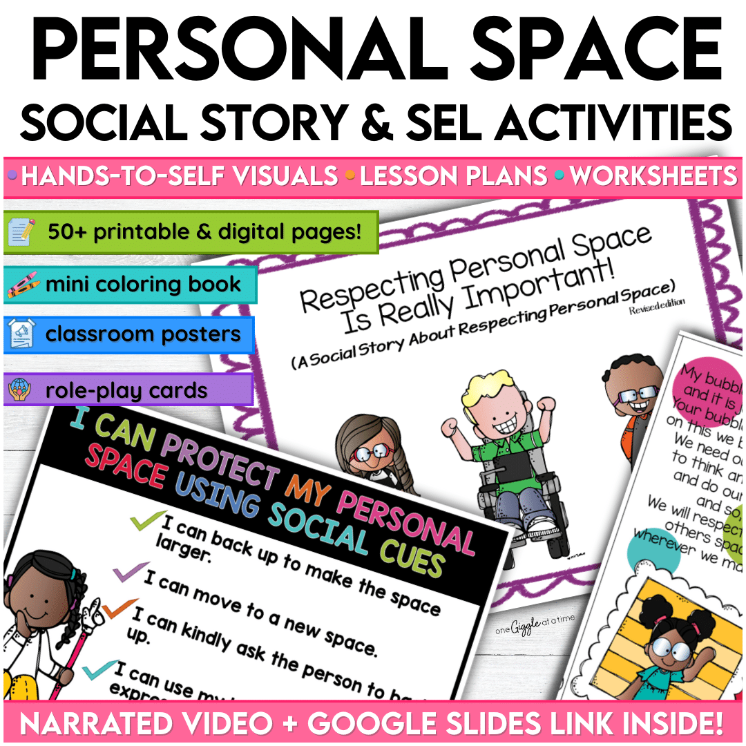 Personal Space Hands To Self Social Story Visuals Worksheets Self Control Activities One Giggle At A Time