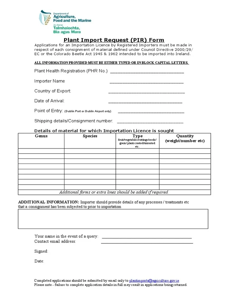 Pirs - Forms And Publications