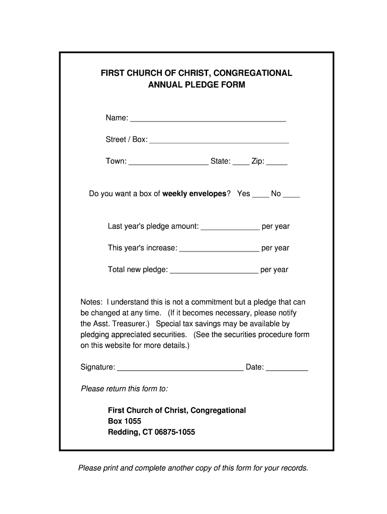 Pledge Form Fill Out amp Sign Online DocHub
