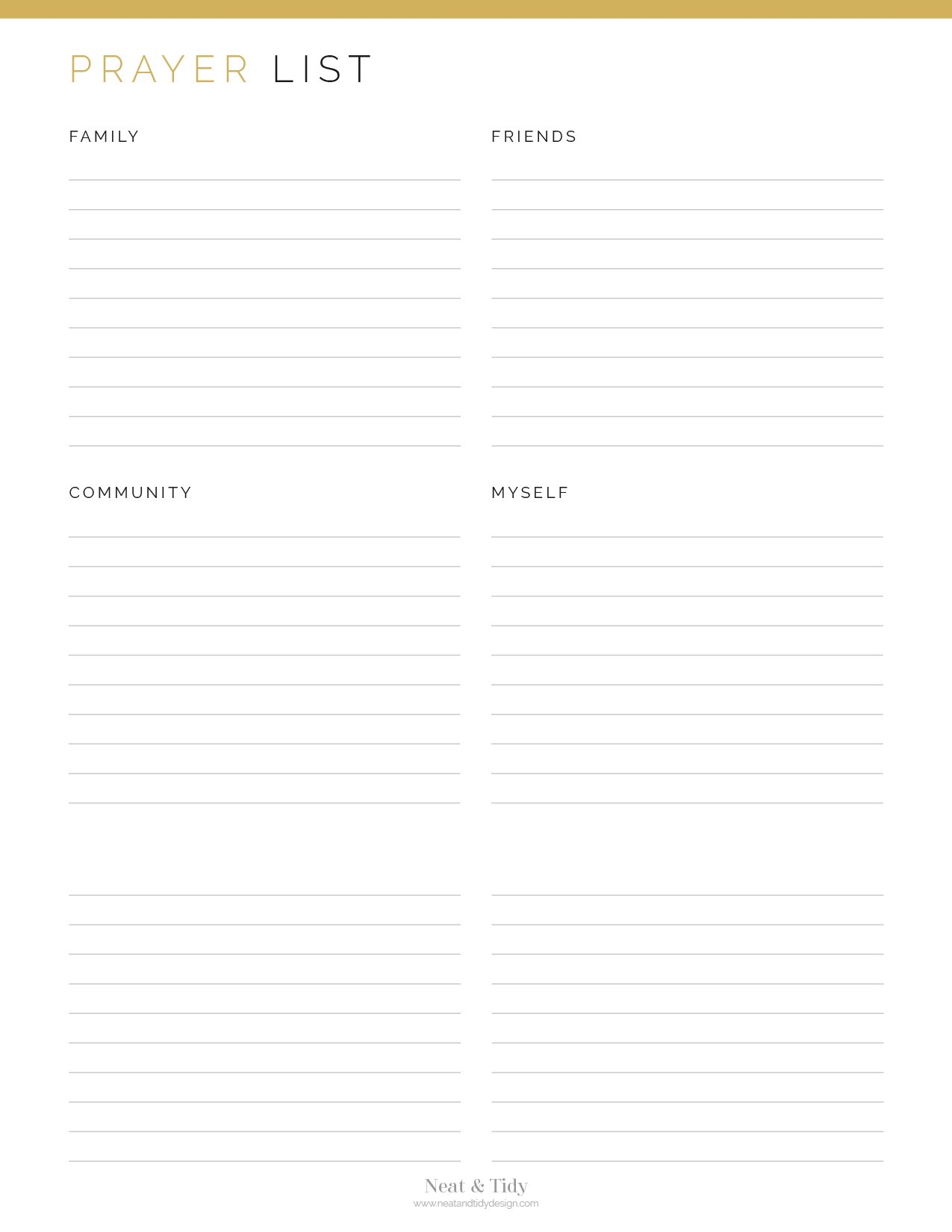 Prayer List Neat And Tidy Design