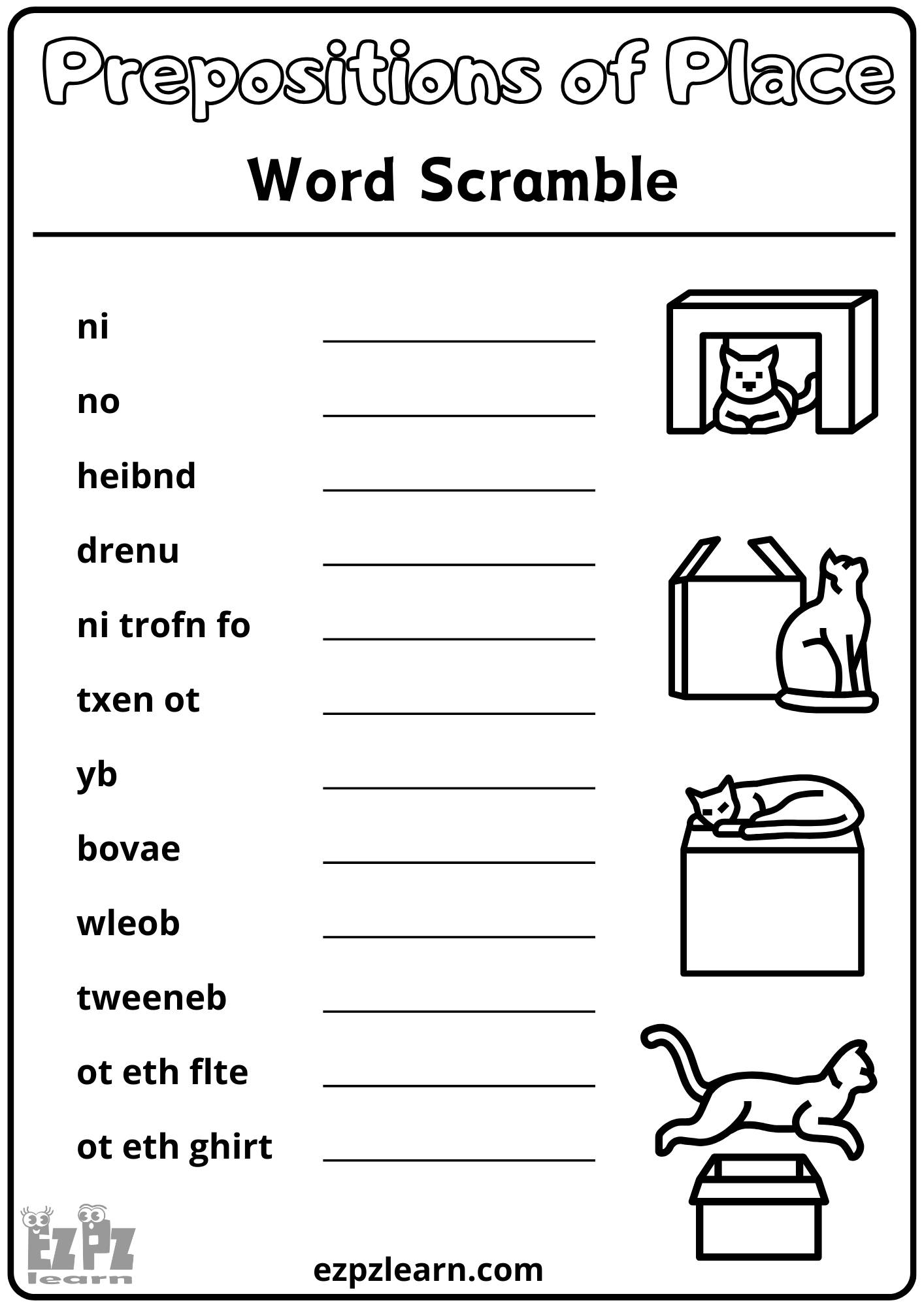 Preposition Worksheets Printable Pdf