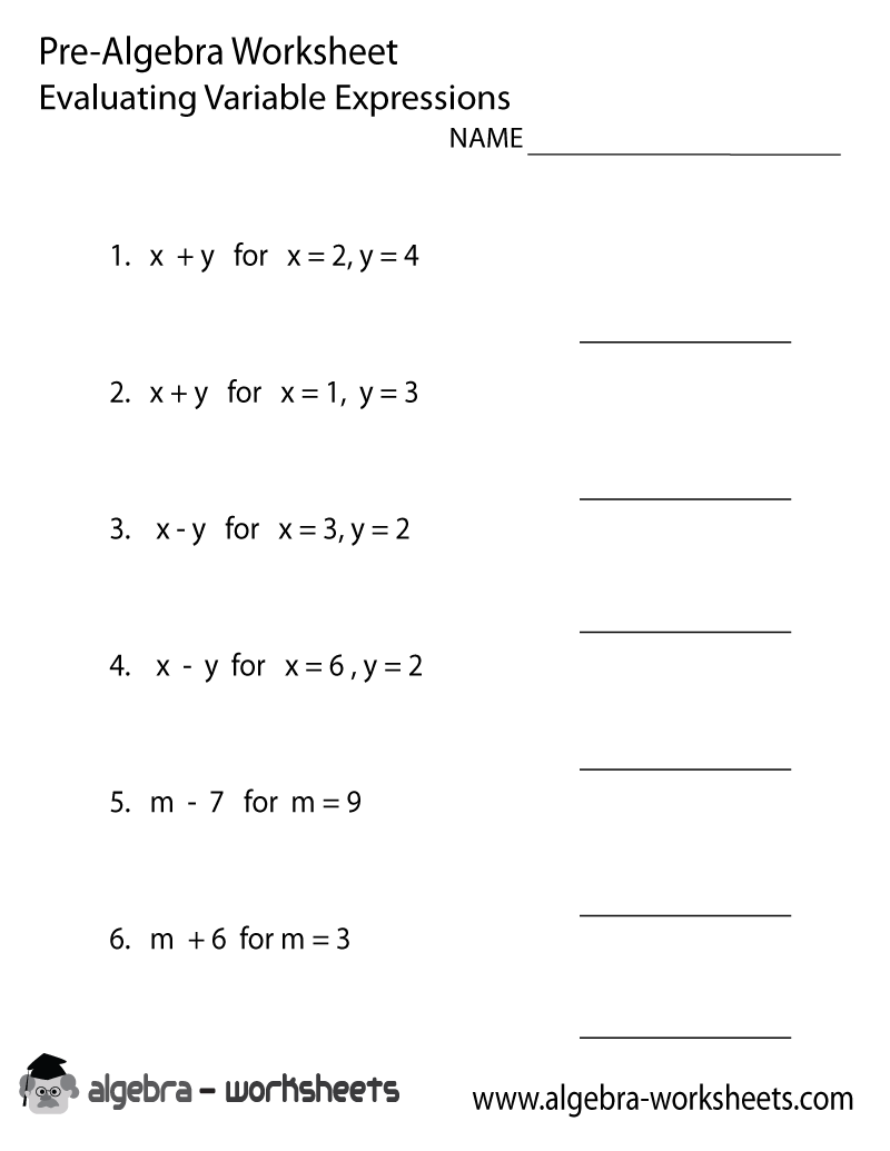 Print The Free Equations Pre Algebra Worksheet Printable Version 