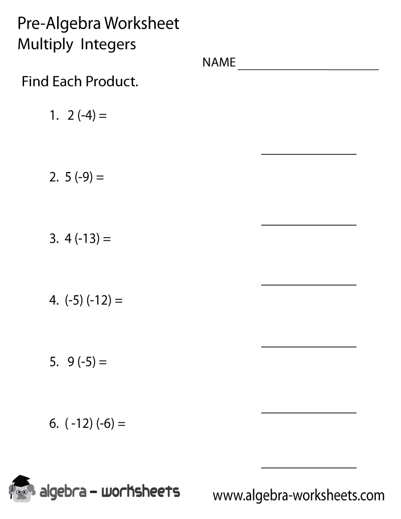 Print The Free Integers Pre Algebra Worksheet Printable Version 