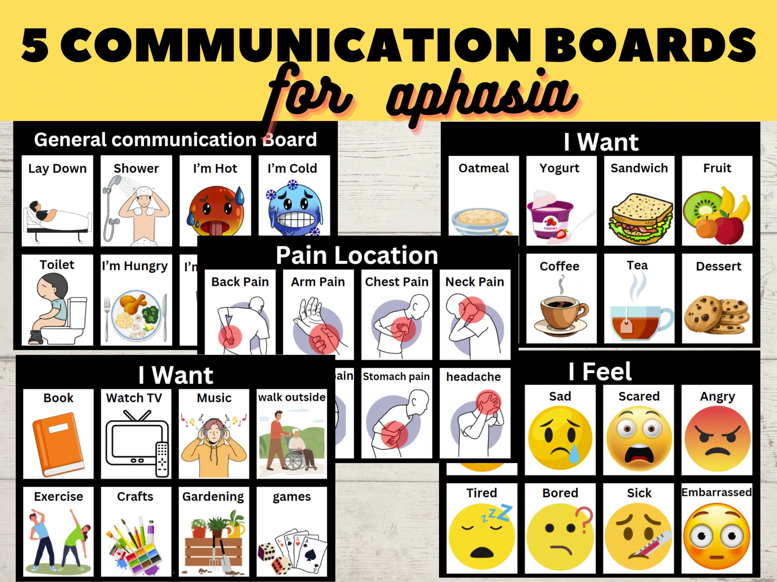 Printable Aphasia Communication Boards Post stroke Head Injury 