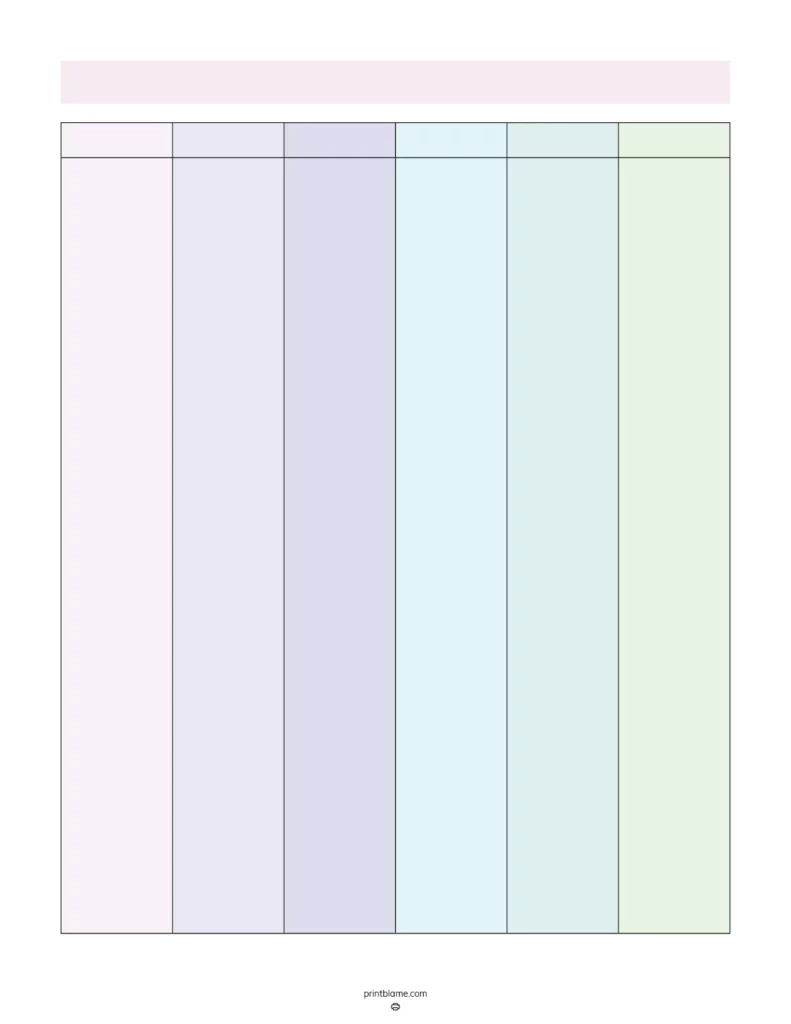 Printable Blank 6 Column Chart Templates FREE 6 Column Tables