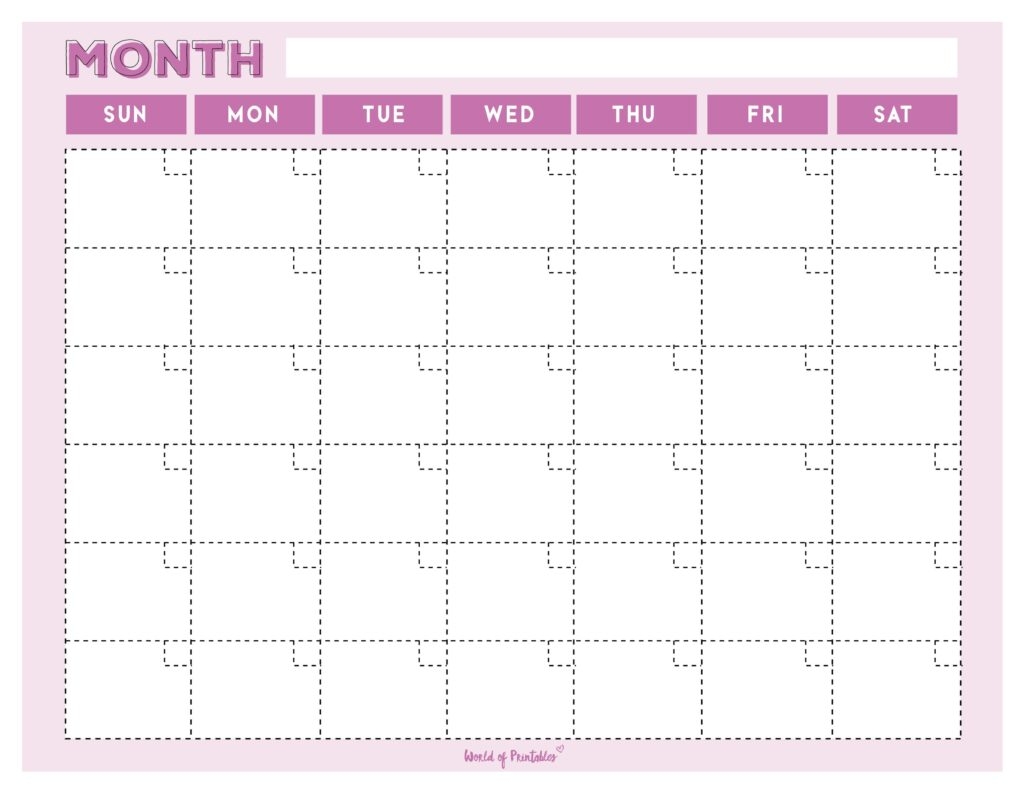 Printable Blank Calendar Templates World Of Printables