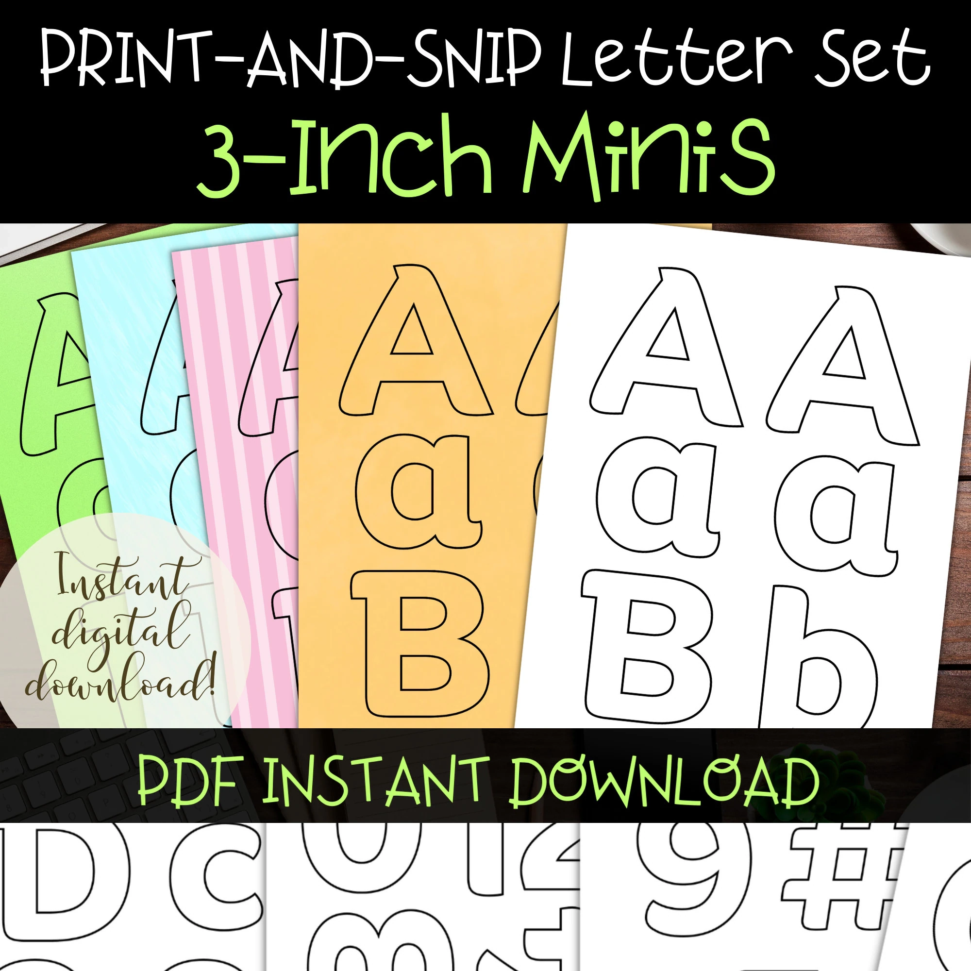 Printable Bulletin Board Letters 3 inch Mini Alphabet amp Numbers 