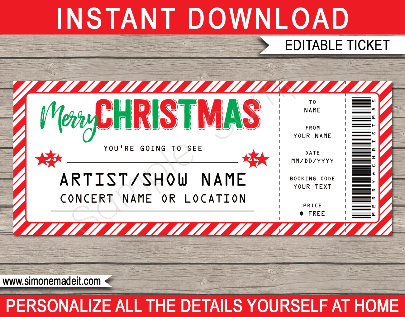 Free Printable Christmas Ticket Template