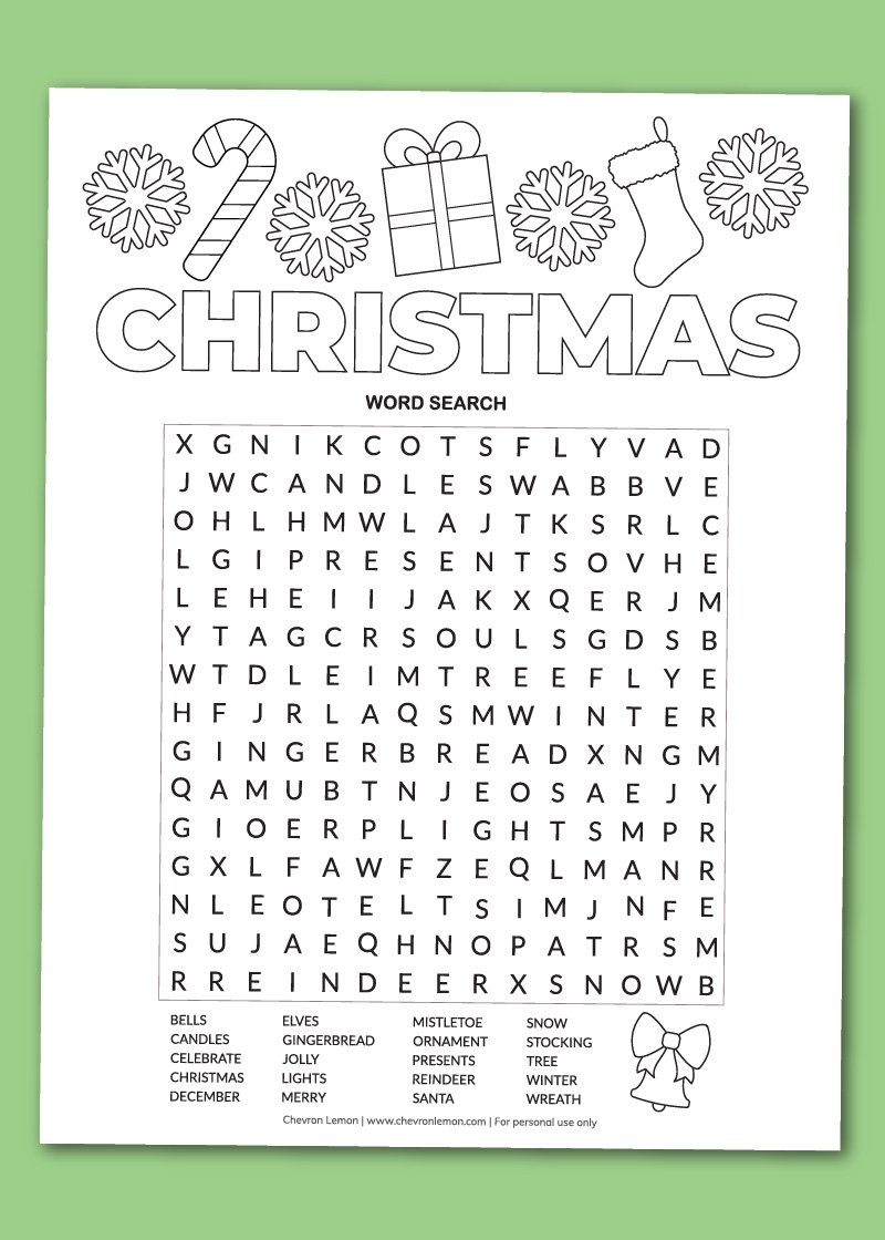 Word Search Puzzles For Christmas Printables