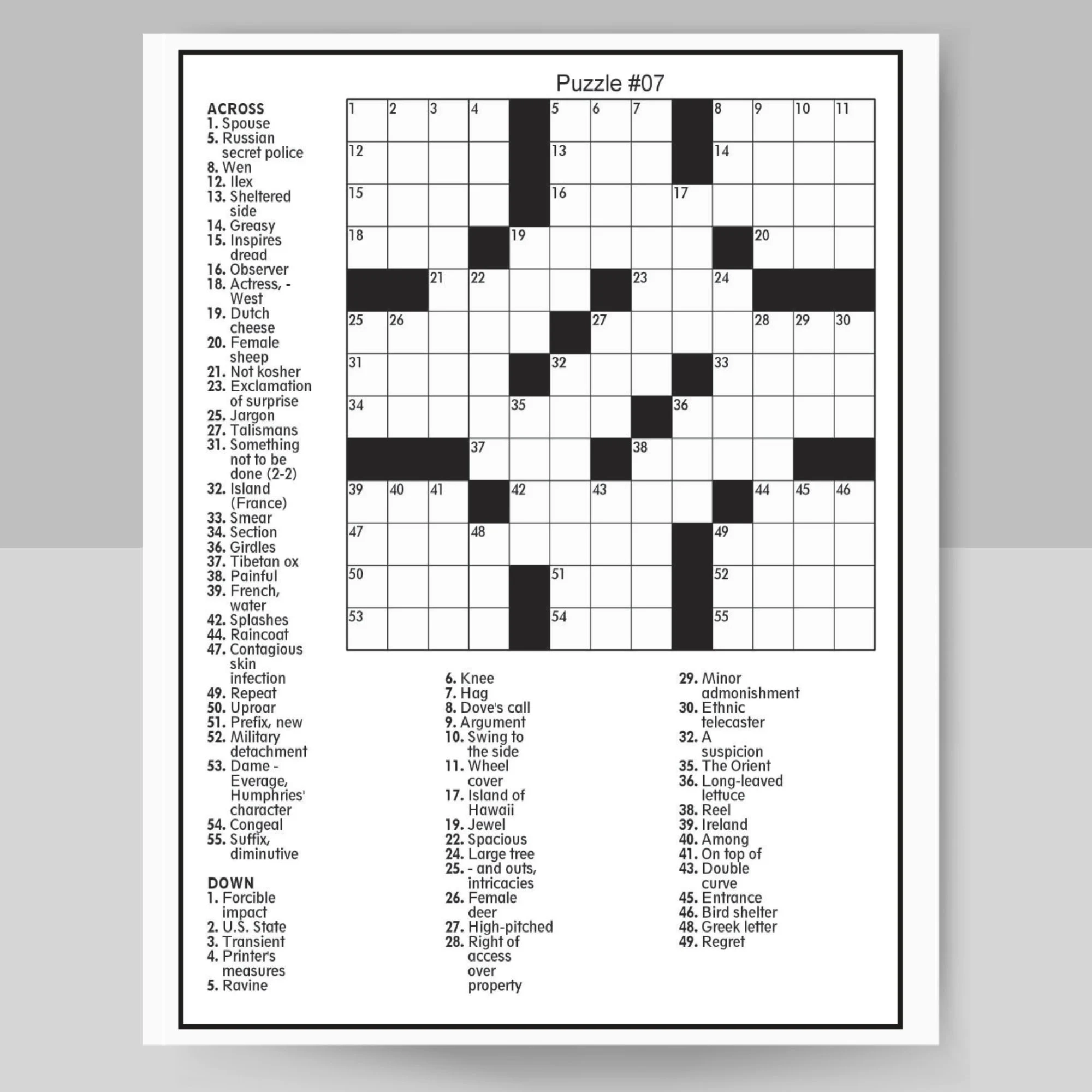 Printable Crossword Puzzles For Adults amp Seniors 100 Pages 