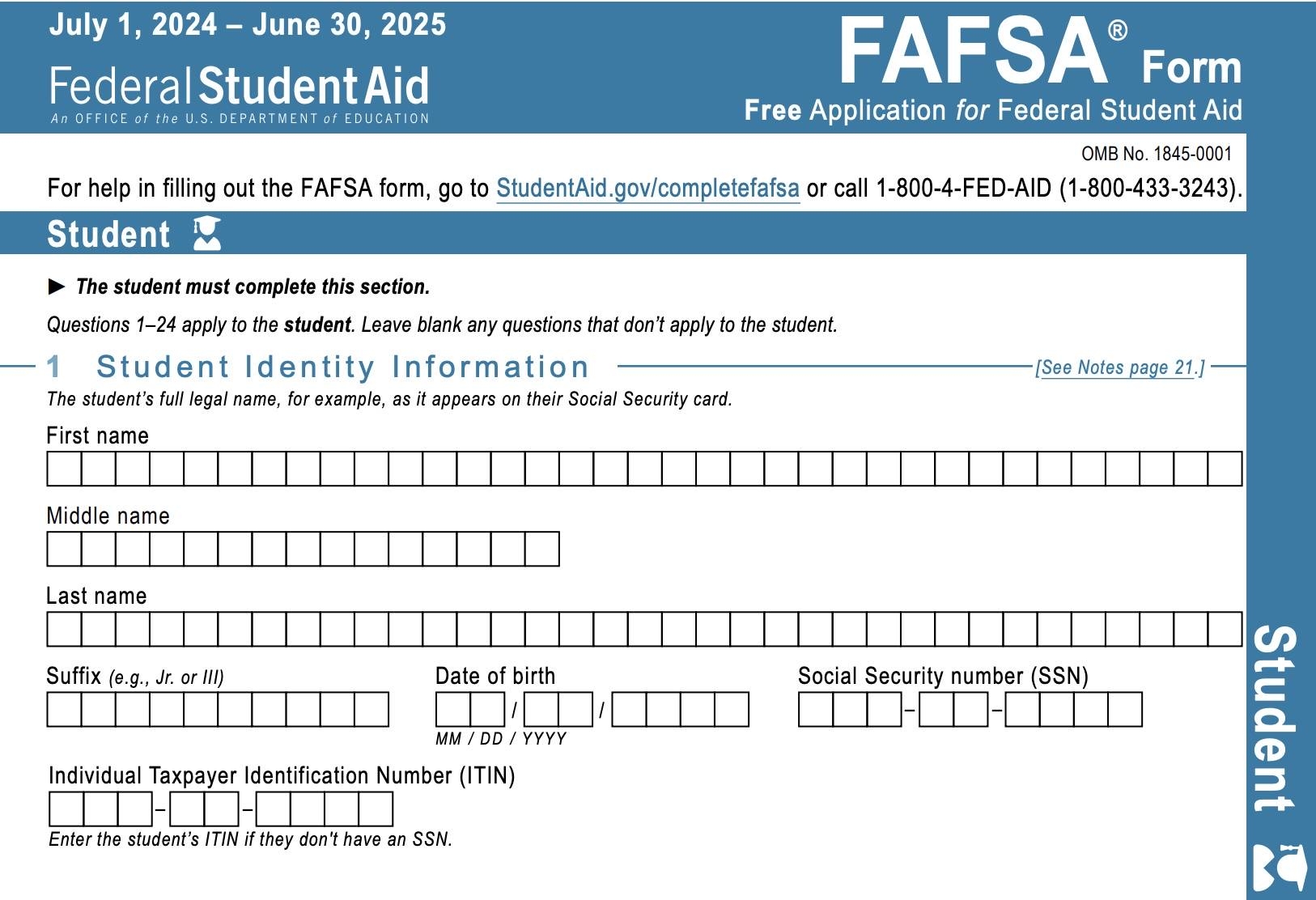 Printable FAFSA Application Worksheets Library