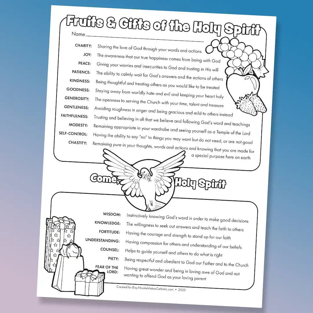 Printable Fruits And Gifts Of The Holy Spirit Overview One Sheet 