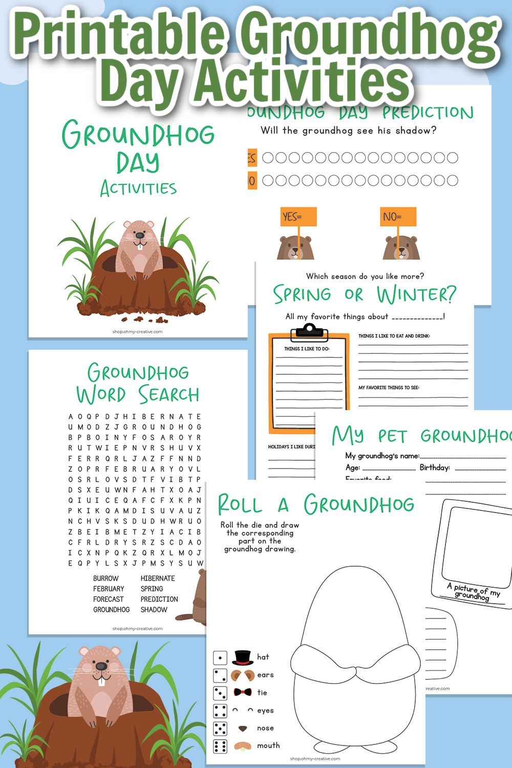 Printable Groundhog Day Activities OhMy Creative Shop
