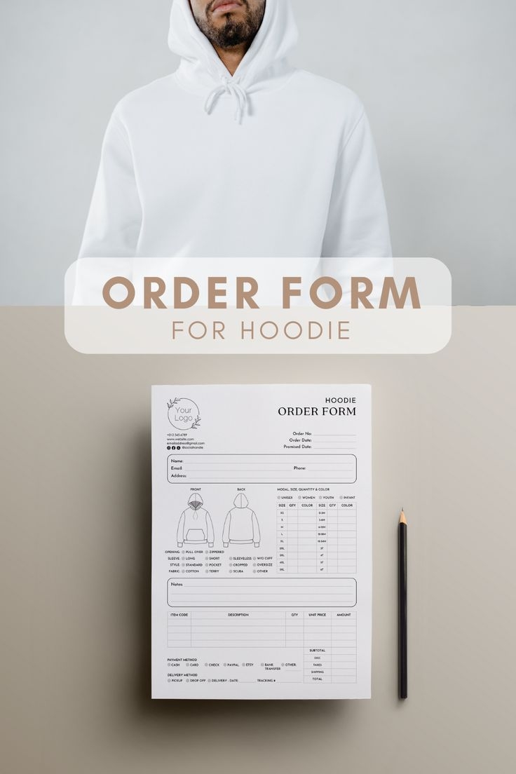 Printable Hoodie Order Form Template Editable Order Form And 