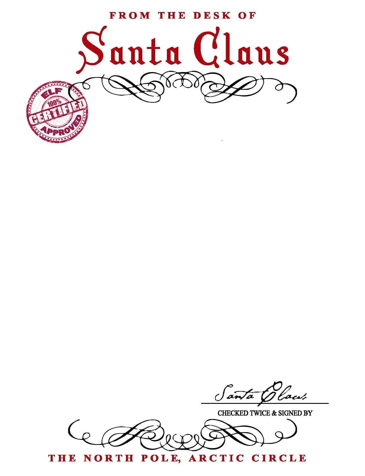Printable Letter From Santa Template Free
