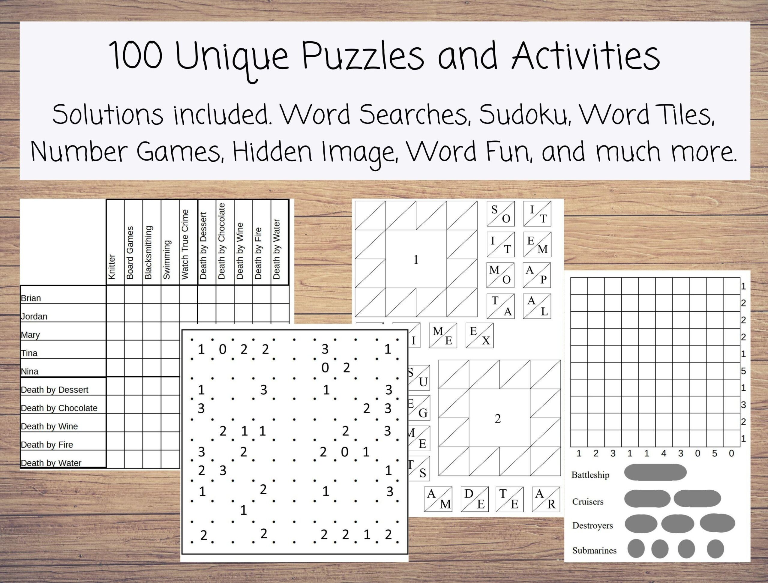 Printable Mind Bending Variety Puzzles With 100 Different Kinds Of Adult Activities Logic Games And Brain Teasers 