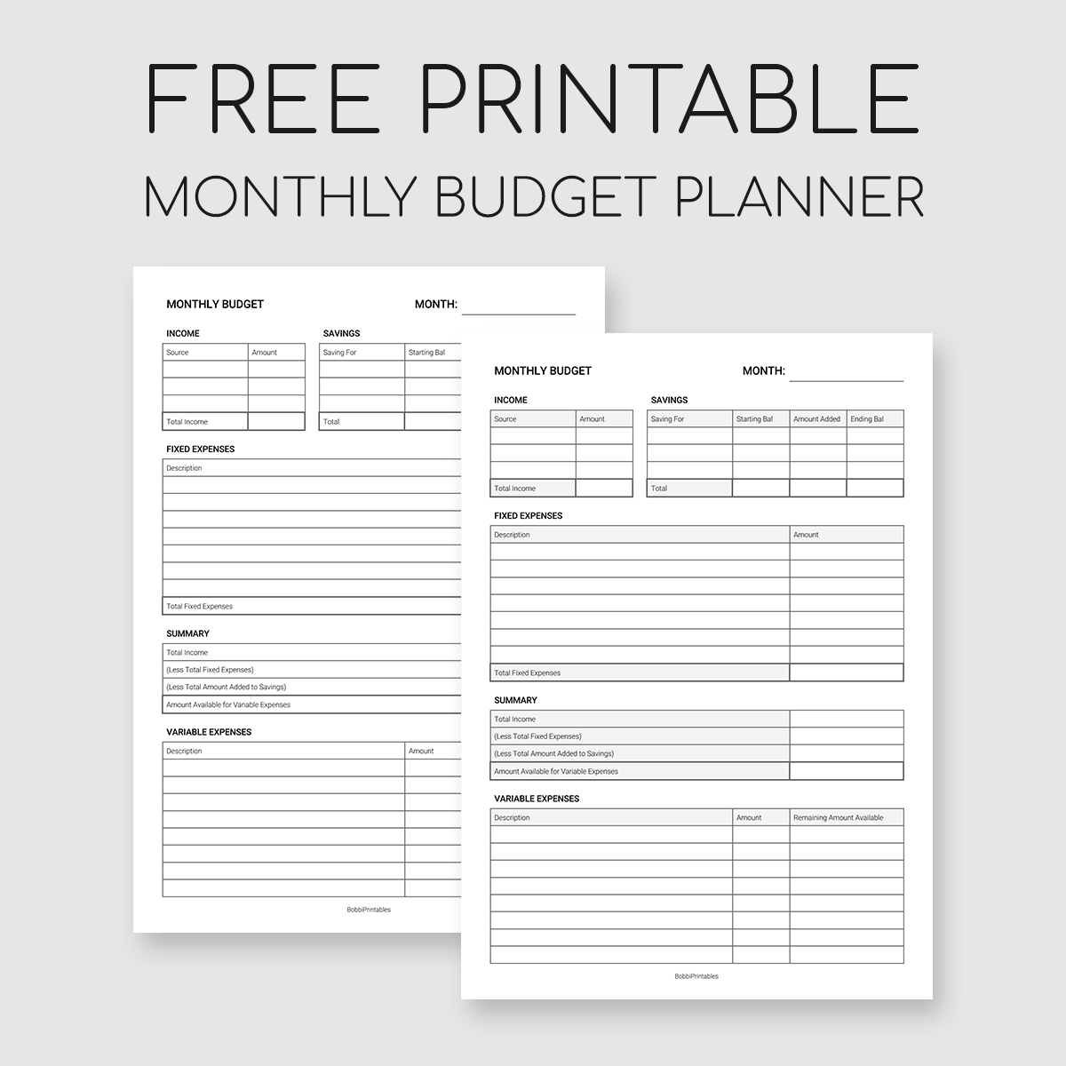 Monthly Budget Worksheet Printable Pdf