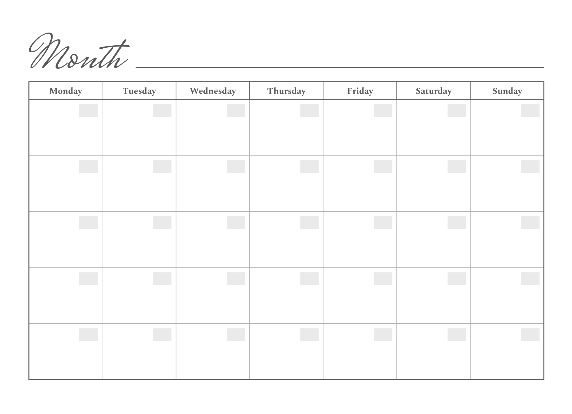 Calendar Template Printable