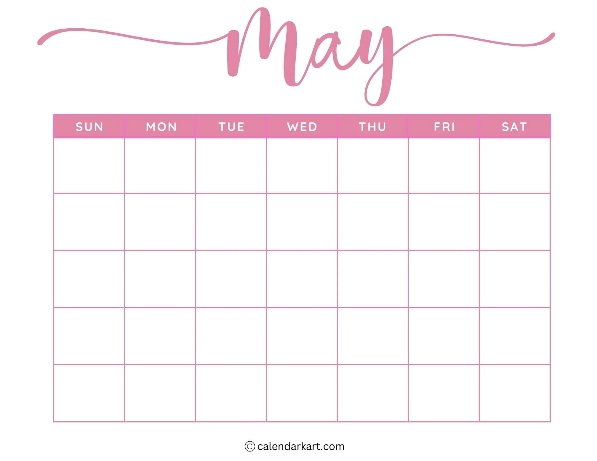 Free Printable Cute Blank Calendar