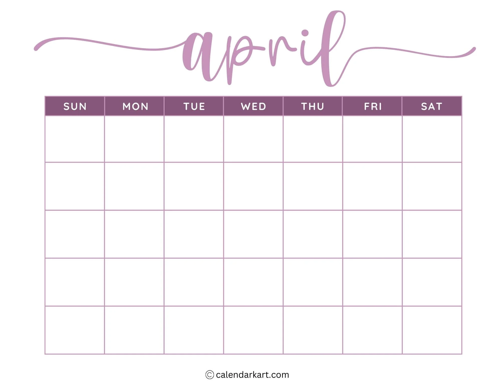 Printable Blank Lined Calendar