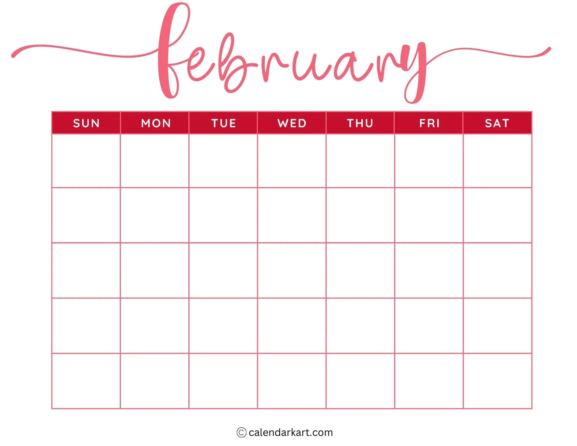Printable Blank February Calendar