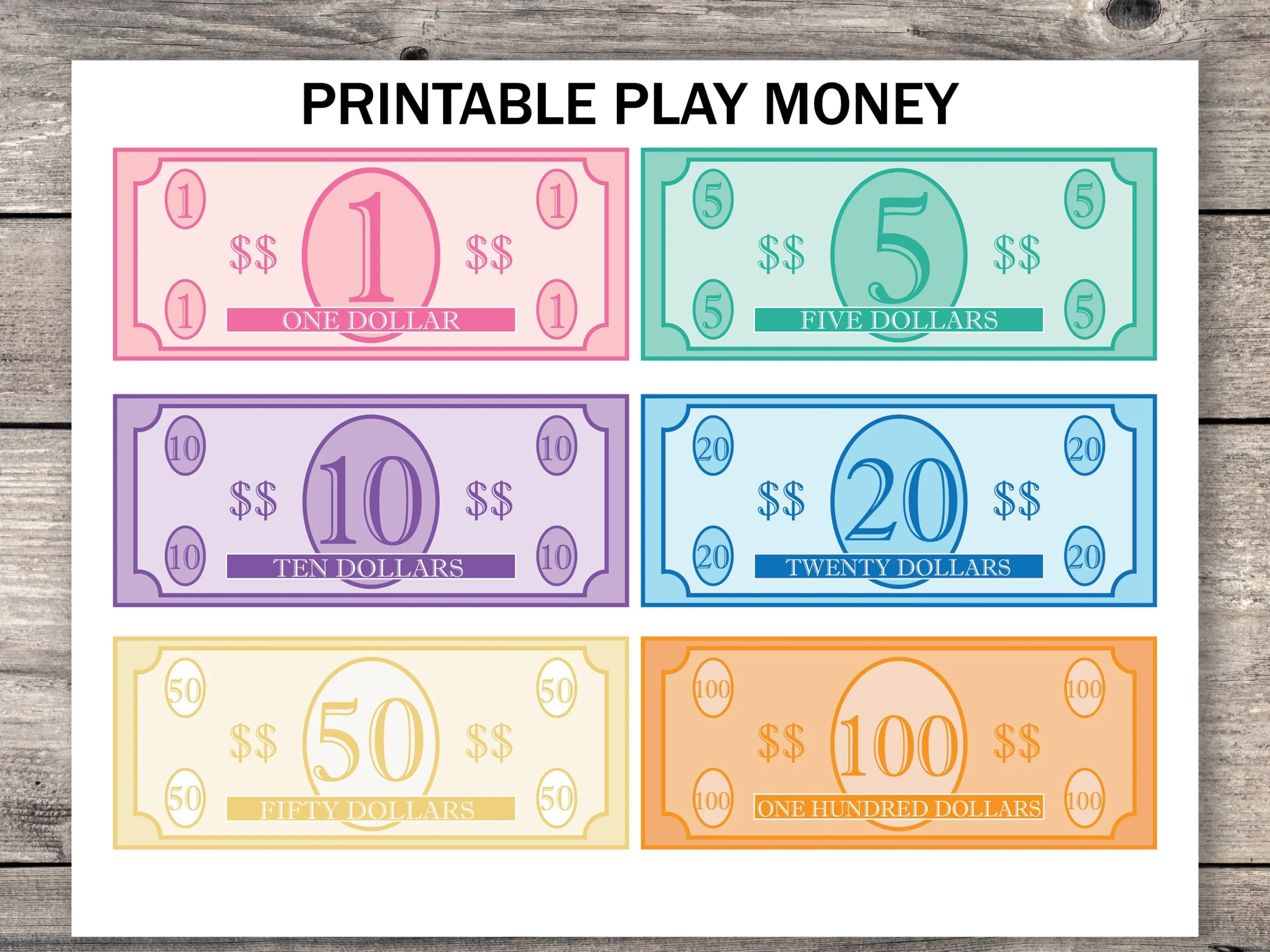 Printable Play Money Template