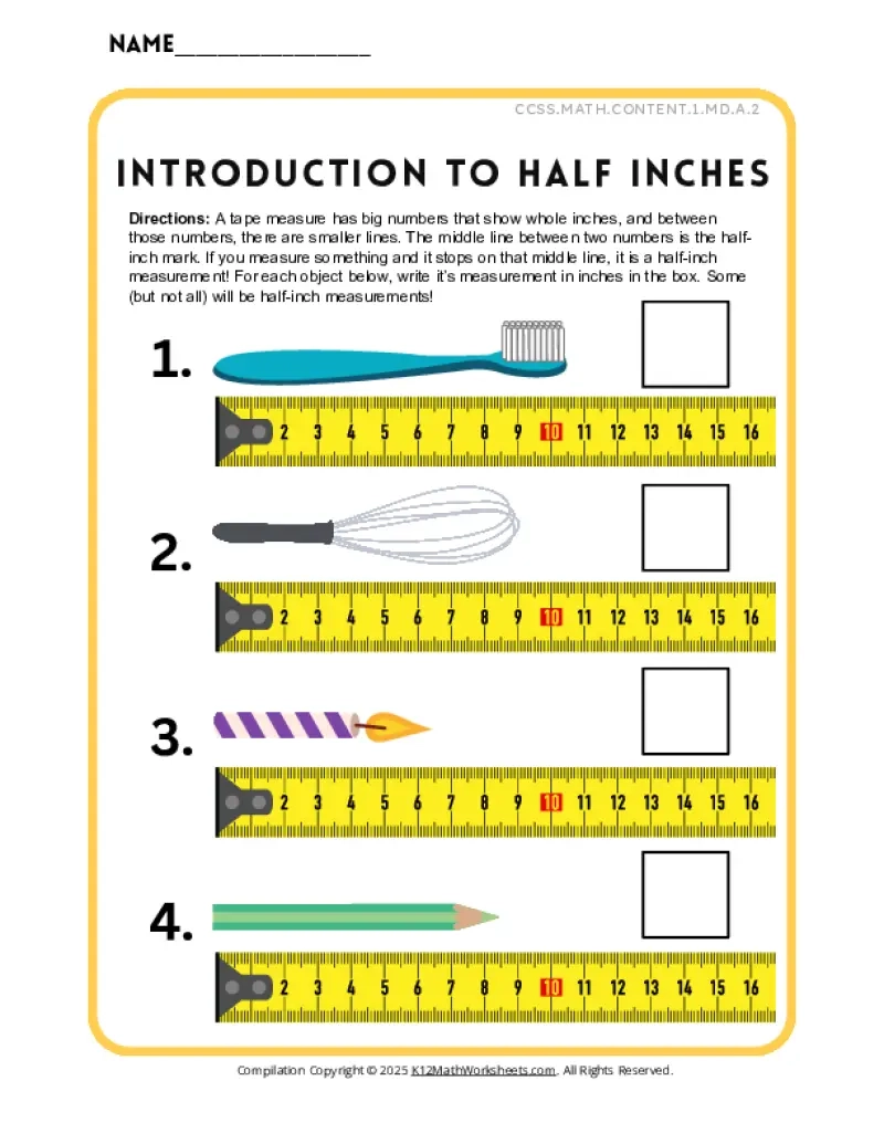 Measuring Tool Worksheets Free Printable