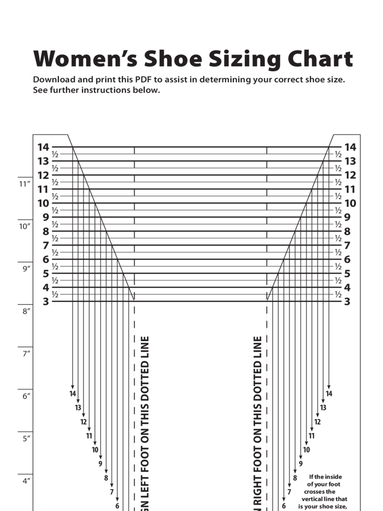 Printable Shoe Sizing Chart Foot Measurement Chart Shoe Conversion 