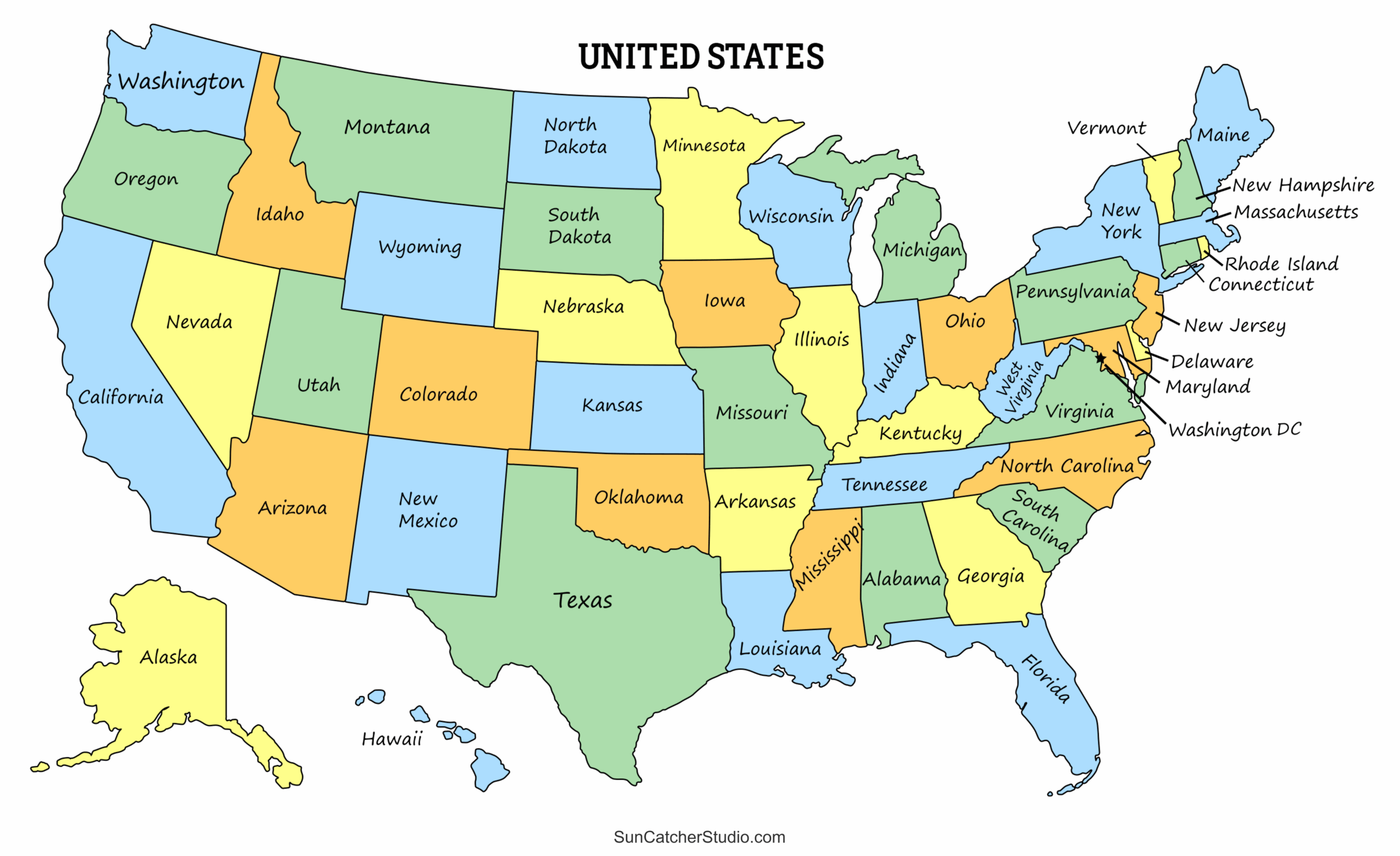 Printable US Maps With States USA United States America Free 