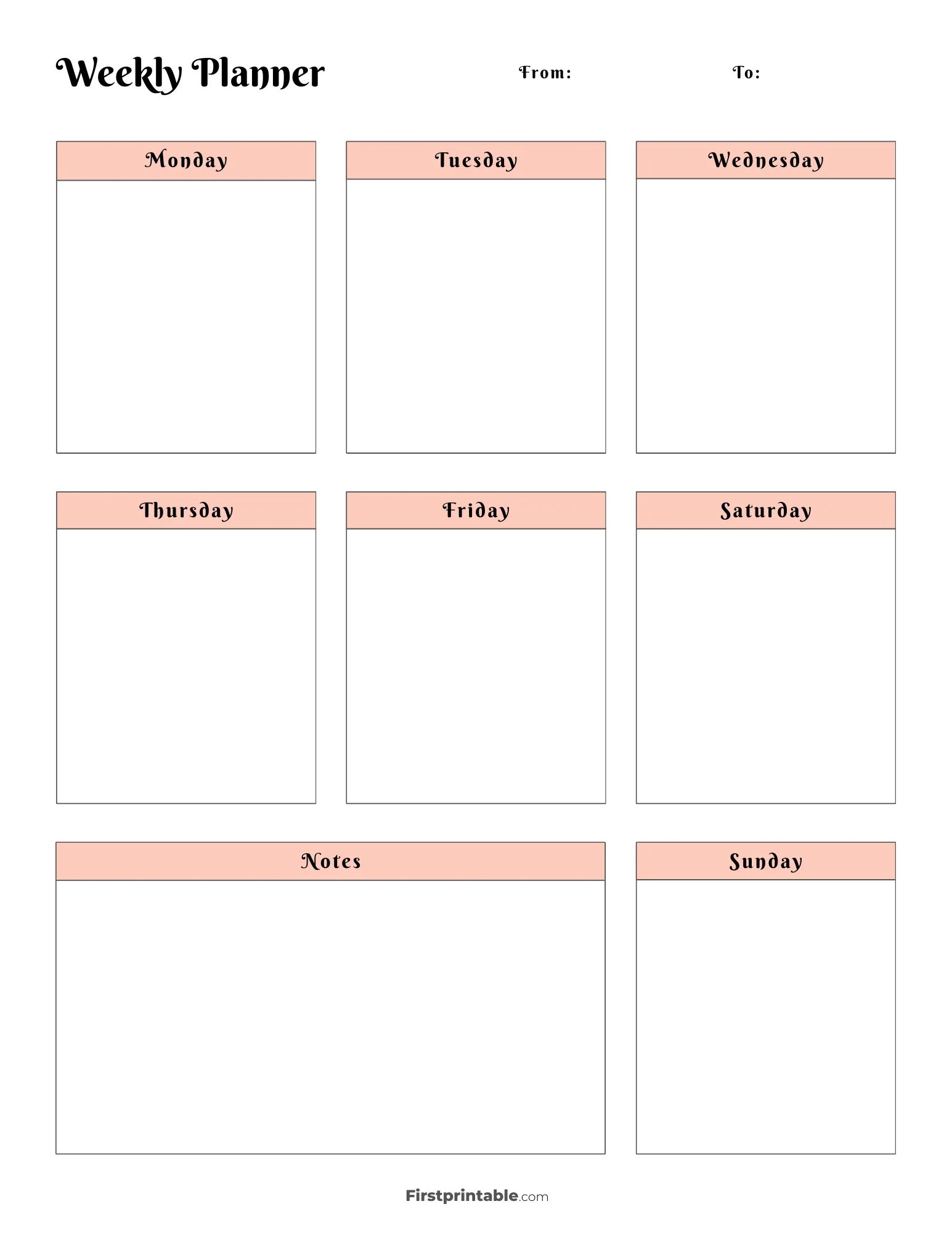 Free Blank Printable Weekly Calendar