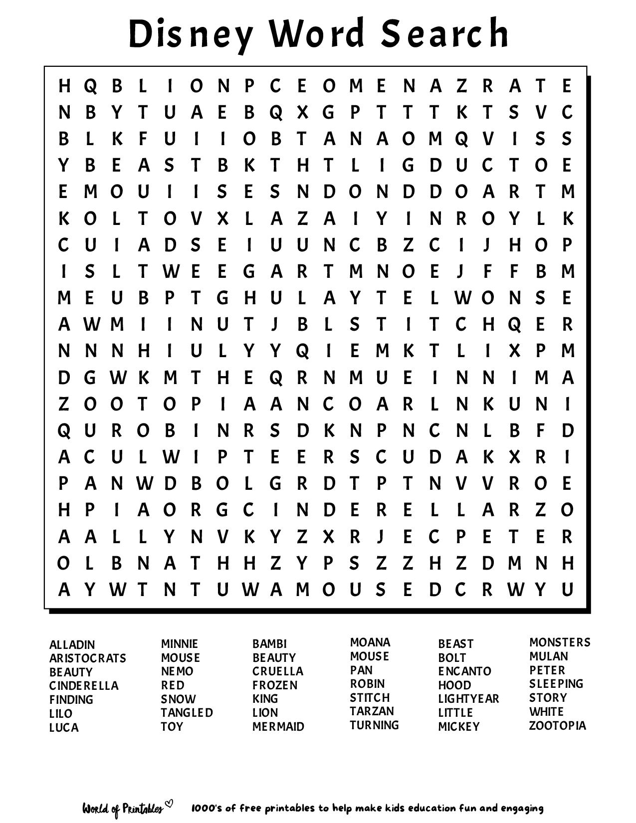 Printable Word Search Puzzles Free