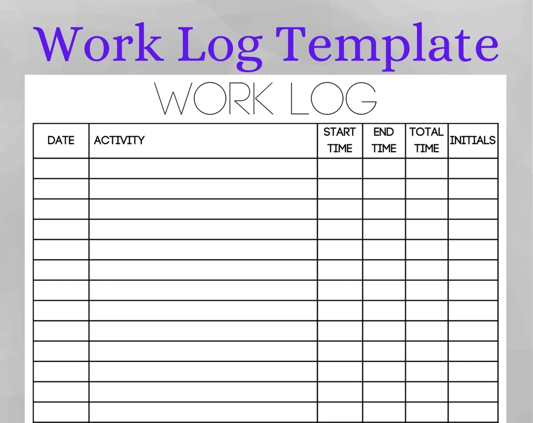 Printable Work Time Log And Tracker Activity Hours Log 