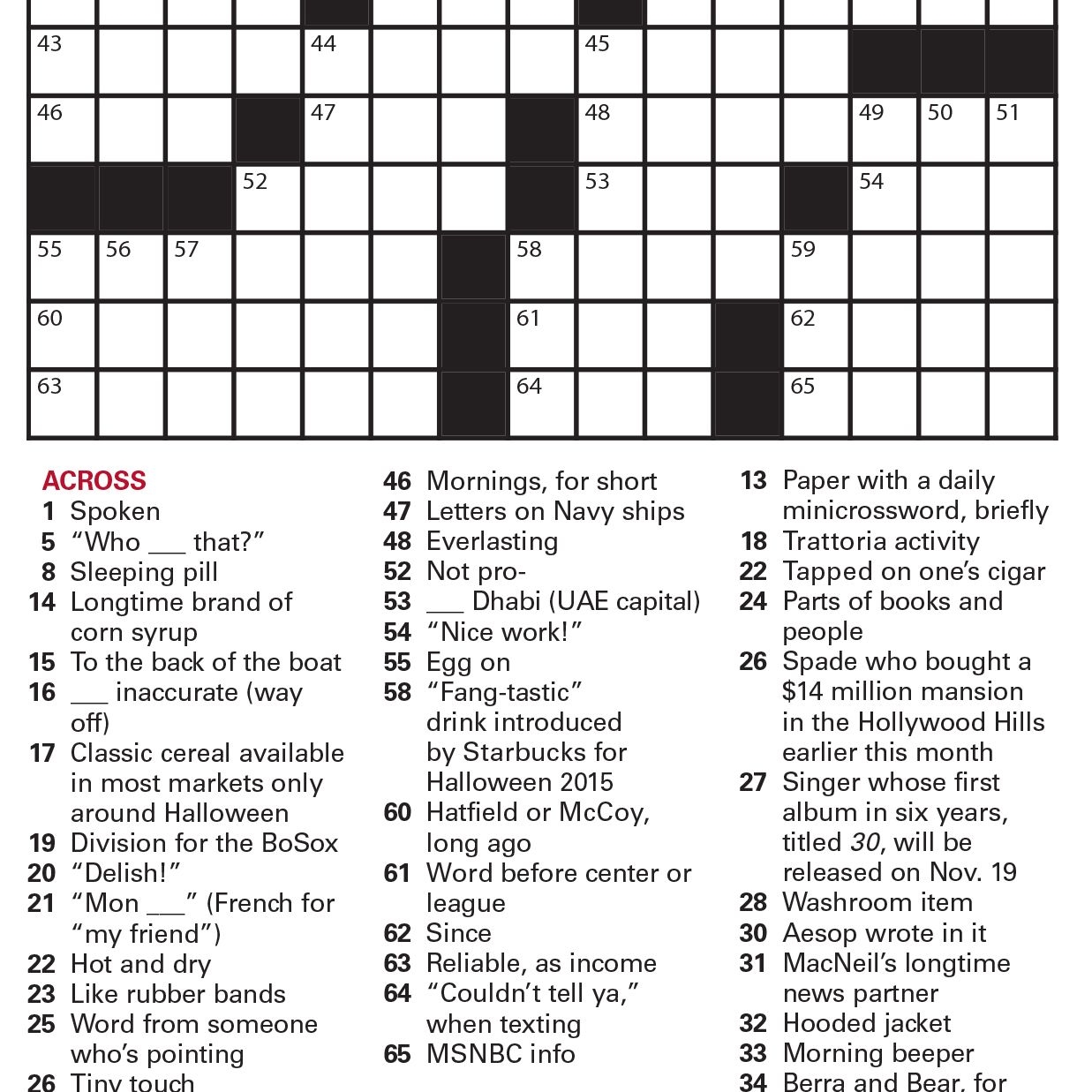 Daily Printable Crossword Puzzles Monthly