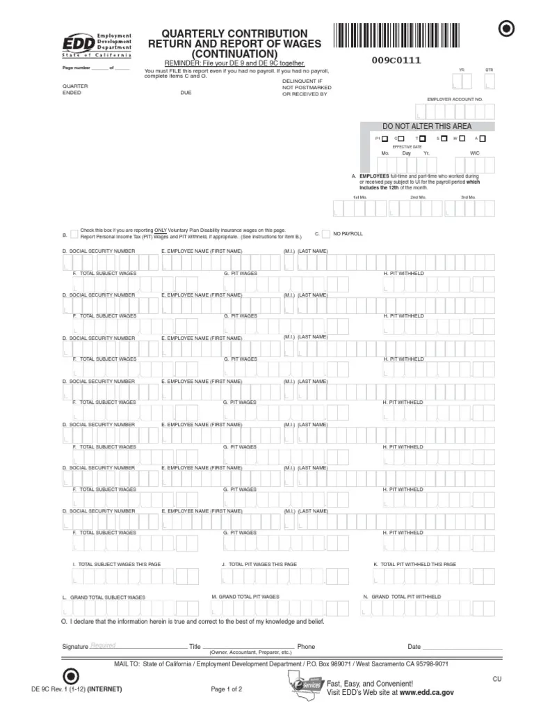 Quarterly Contribution Return And Report Of Wages Continuation 