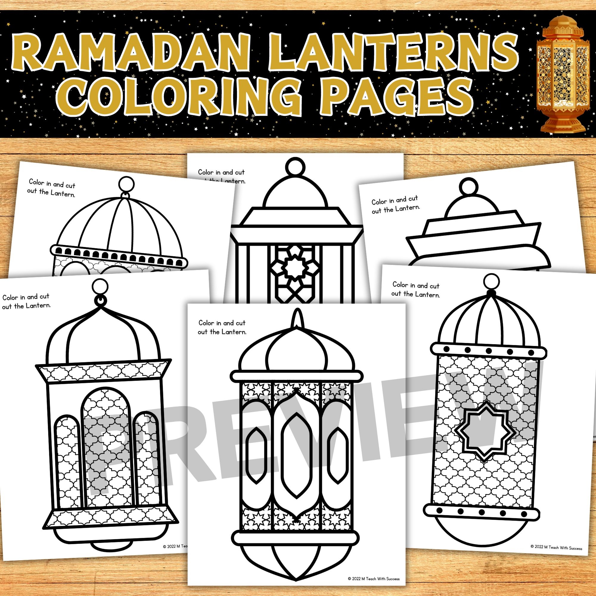 Ramadan Lanterns Coloring Pages Lantern Template Printable 