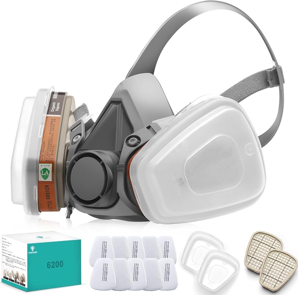 RANKSING Professionelle Wiederverwendbares Atemschutzmaske Mit A1P2 Filter Gasmaske Staubfilter F r Farbstaub Und Formaldehyd Schleifen Polieren 