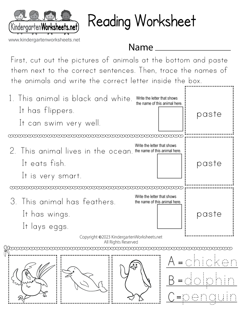 Free Printable Reading Worksheets For Kids