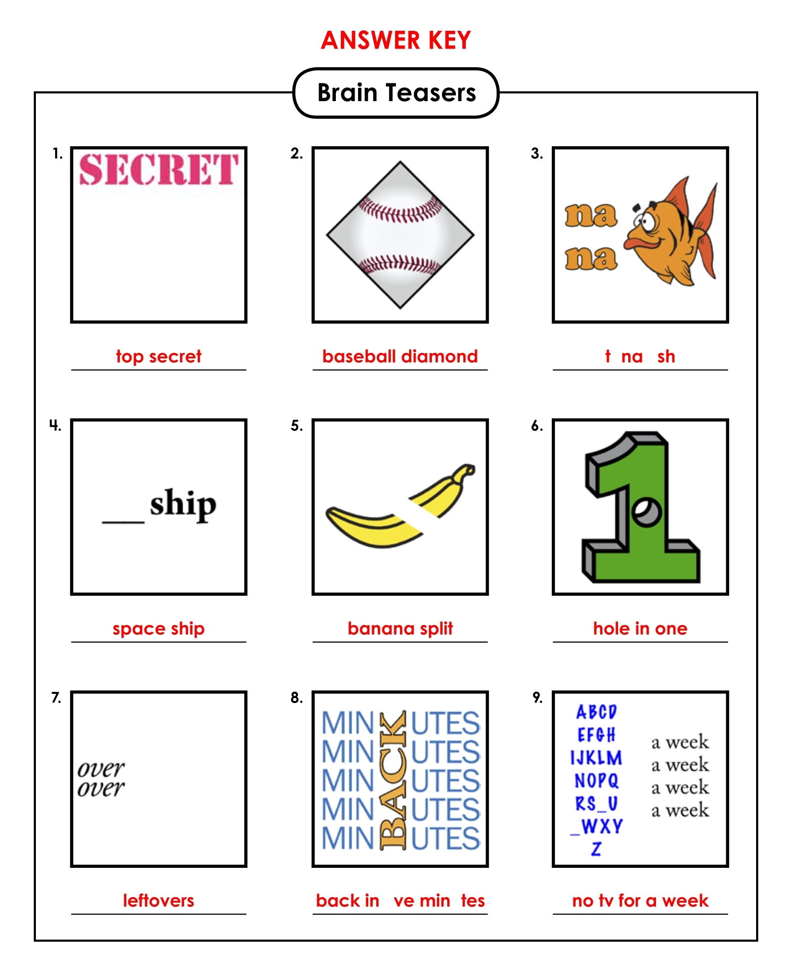Printable Picture Puzzles With Answers