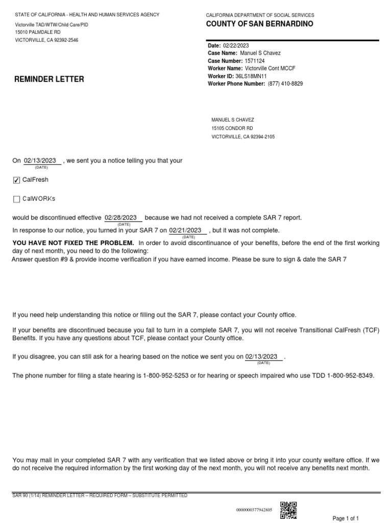 Reminder Letter PDF Welfare