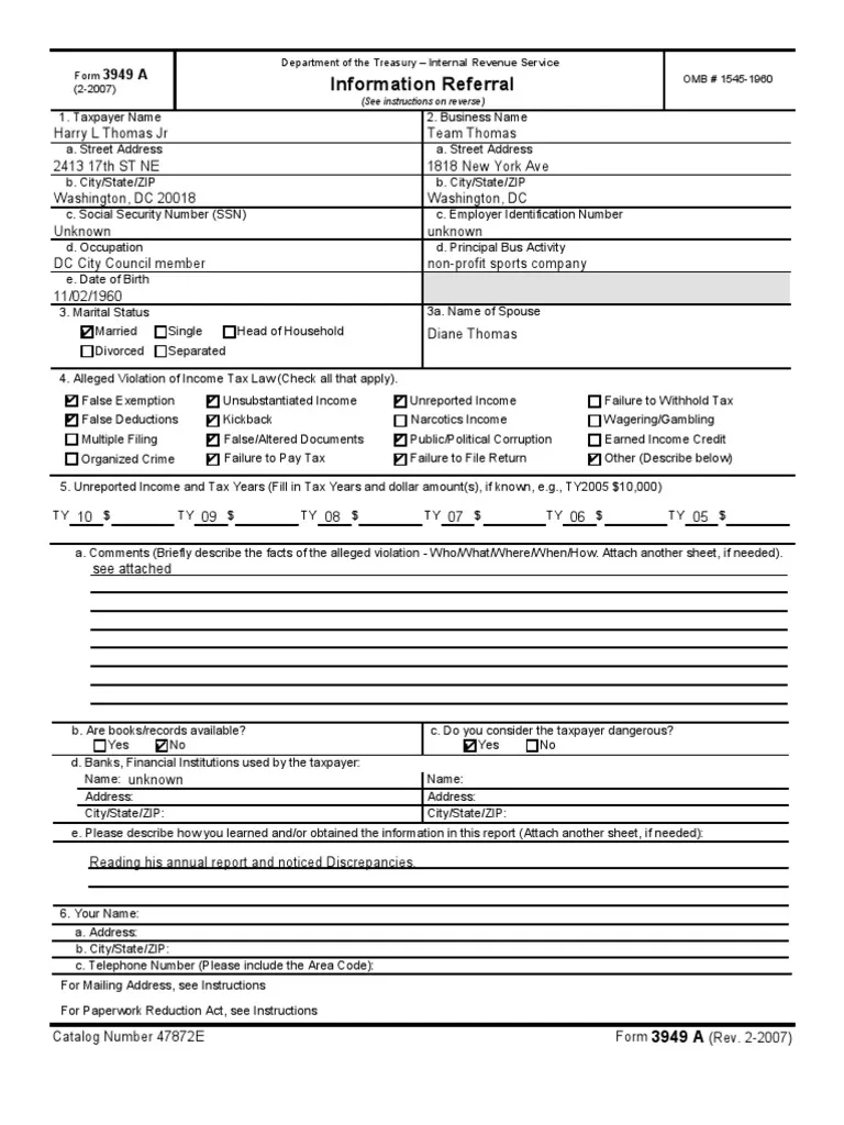 3949 A Form Irs