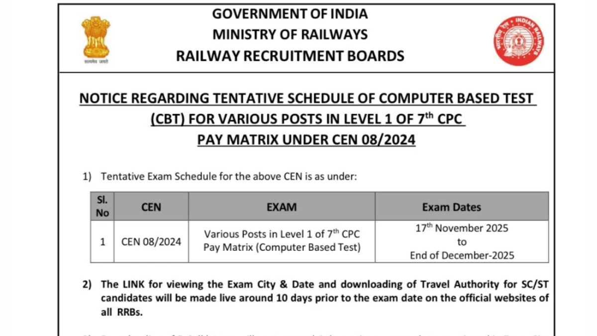 RRB Railway Group D New Exam Date 2025 Released Check Full Exam 