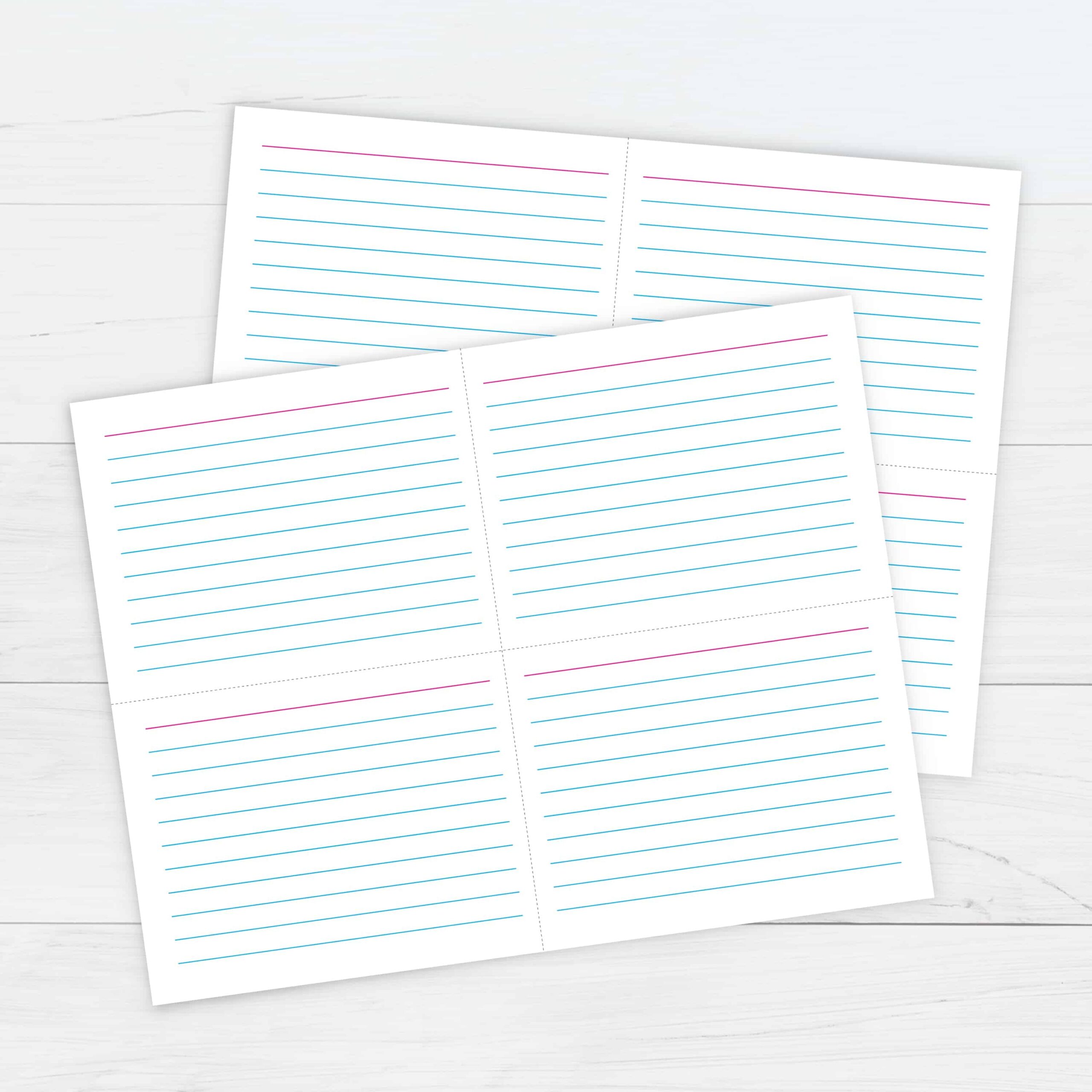 ruled index cards template free printable download