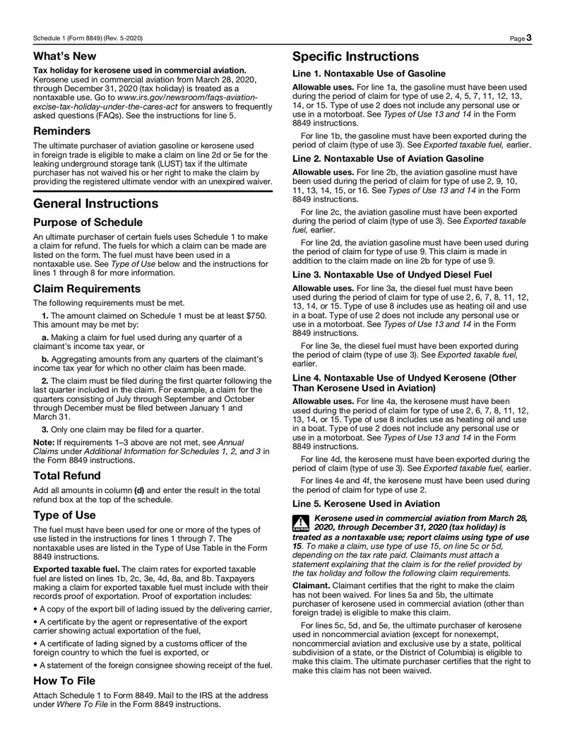 Form 8849 Schedule 1