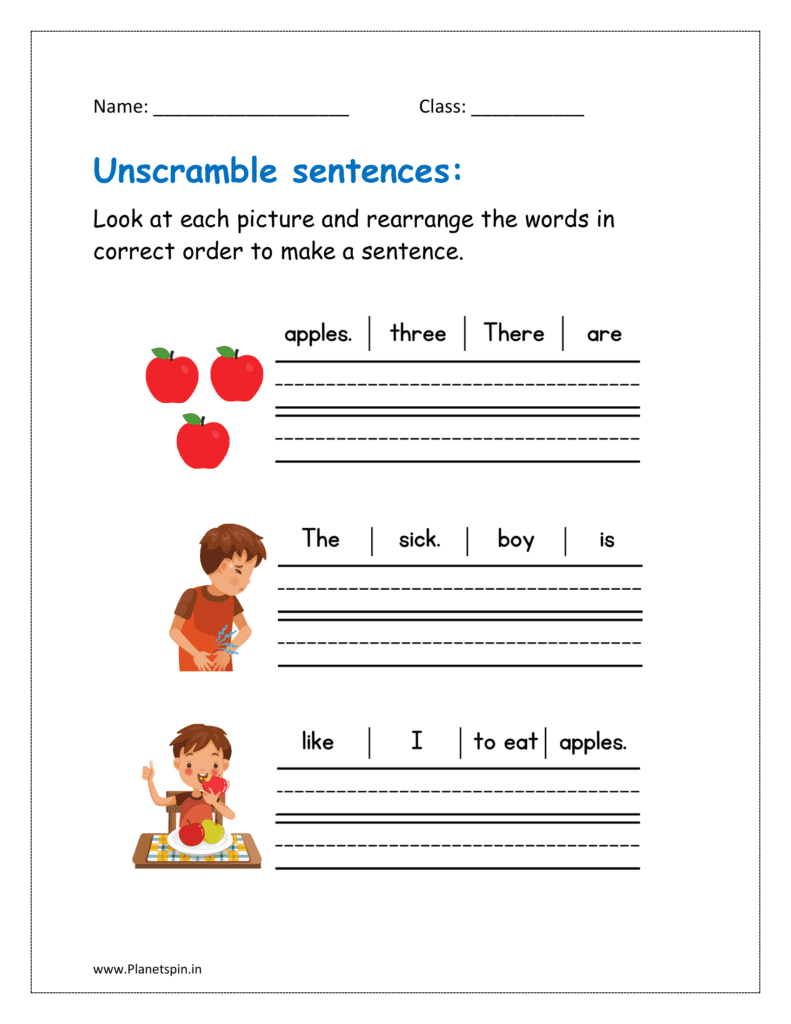 Free Printable Sentence Worksheets