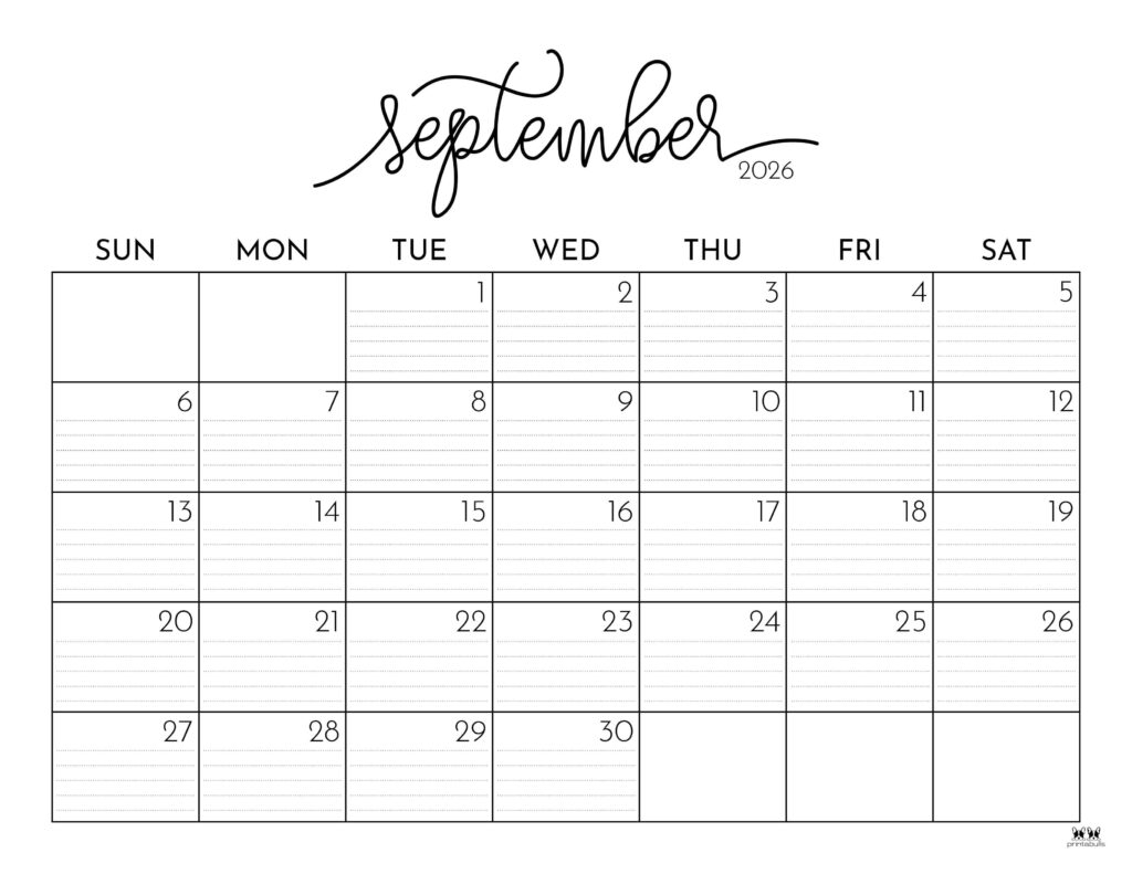 Printable September 2026 Calendar
