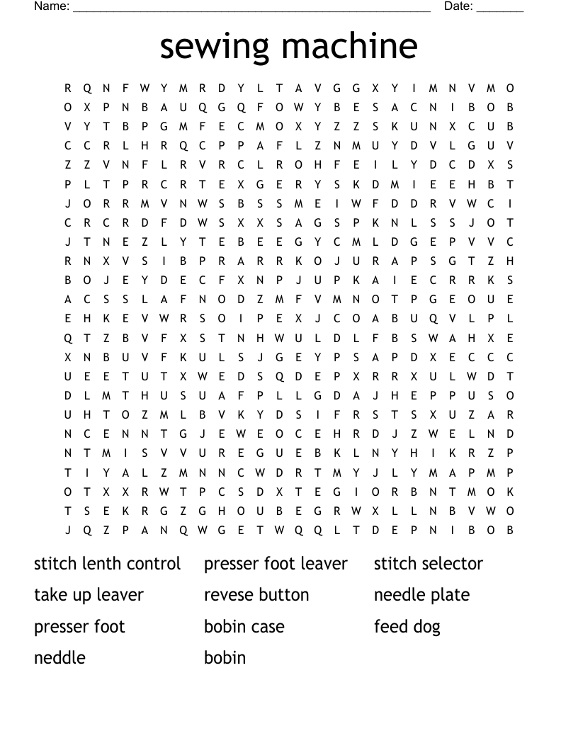 Free Printable Word Search Puzzles Sewing