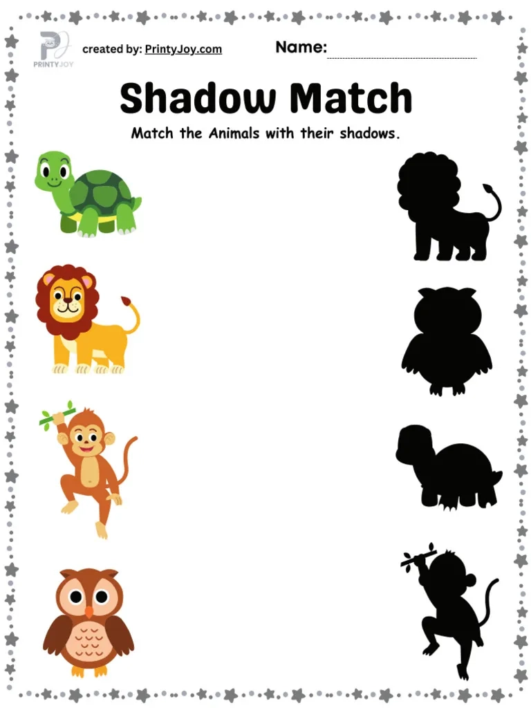 Shadow Matching Free Printable Worksheets PDF