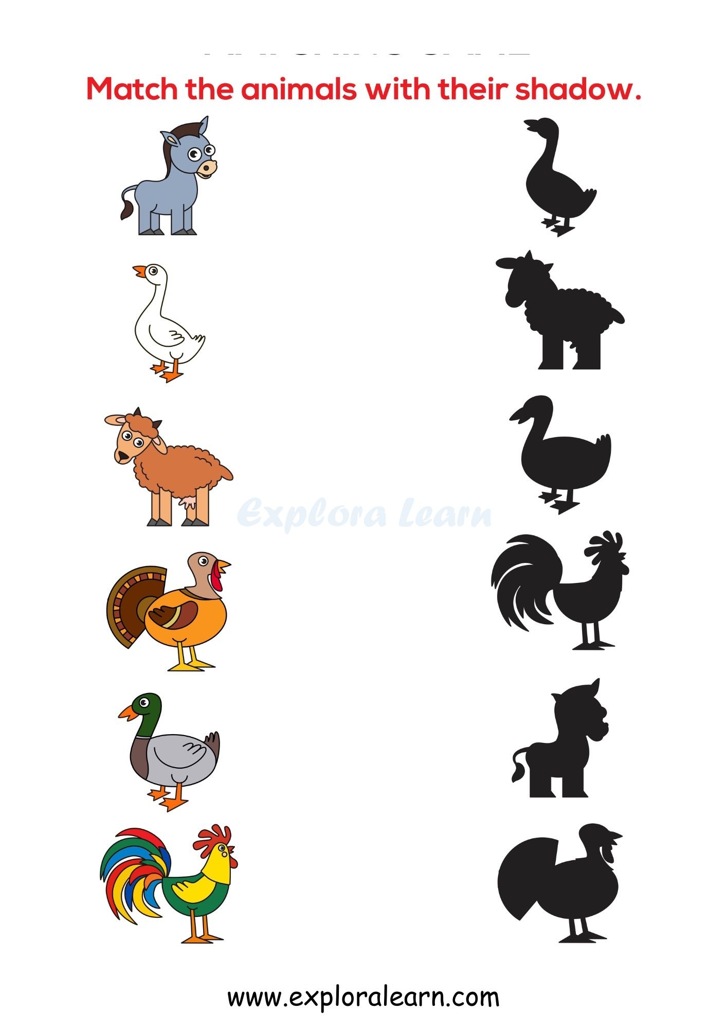 Shadow Matching Worksheets For Preschool And Kindergarten 2 To 6 
